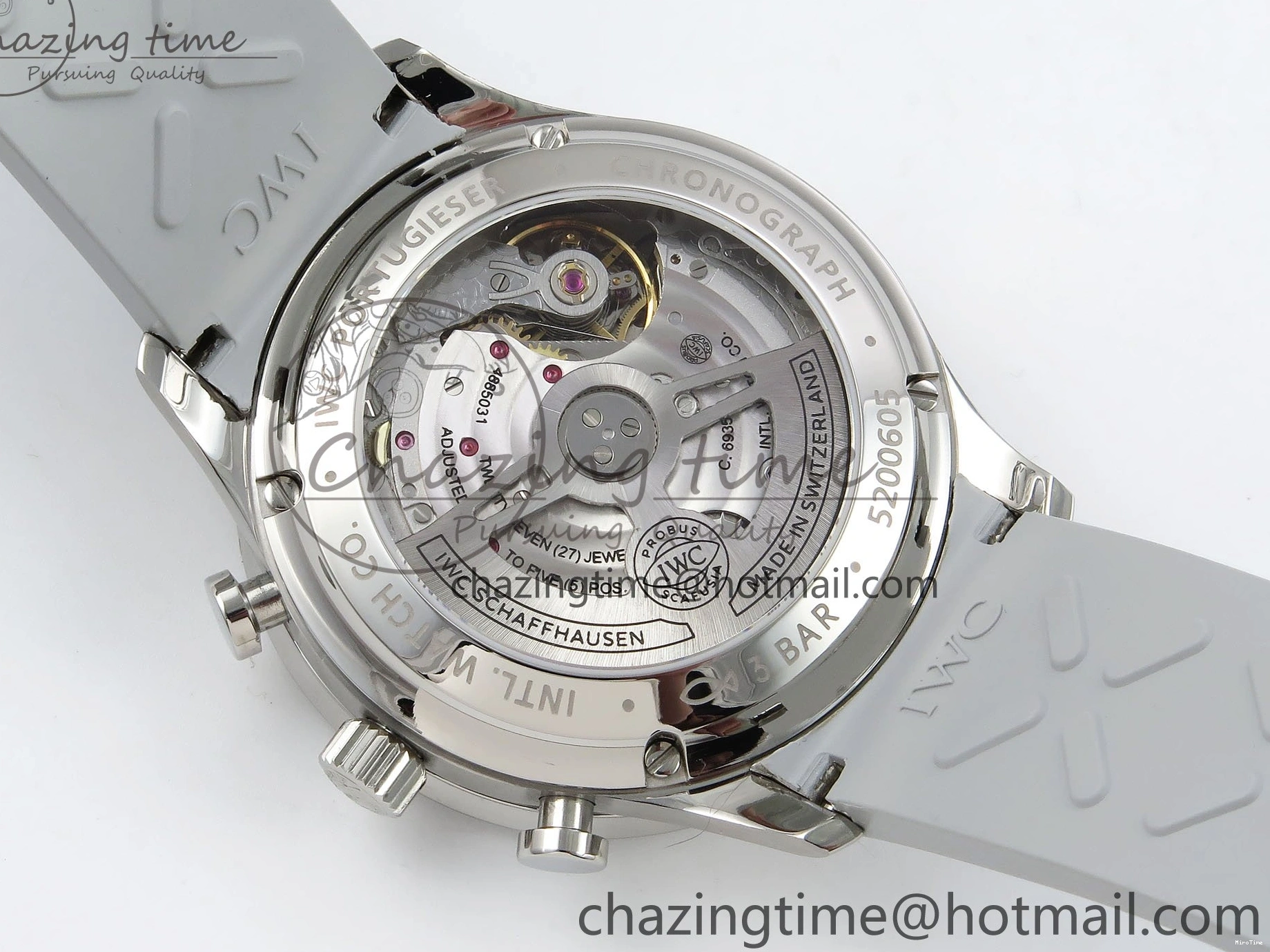 MIROTIME 0403 Portuguese Chrono IW3716 Z+F 1:1 Best Edition White Dial on Gray Rubber Strap A WrinkleFree 7014